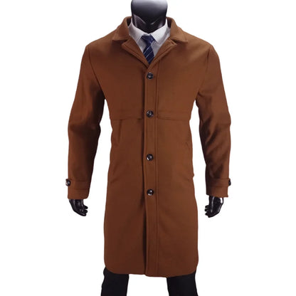 Men's Lapel Coat Office Street Casual Suit Wool Blends Outdoor with Lining Long Jackets Eu US Size Single-breasted Men Clothing