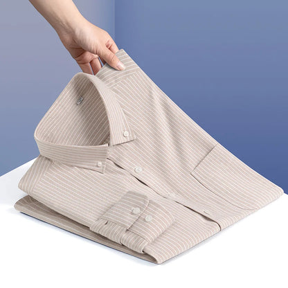Men Formal Shirt Spring Autumn Long Sleeve Office Solid Color Fashion Business Pocket White Social Pocket Office White Shirt 5XL