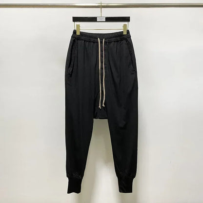 High Street Cotton Pant Cansual Men's Versatile Dark RICK RO Casual Harem Loose Pants Hanging Crotch Sweatwear Long Pants