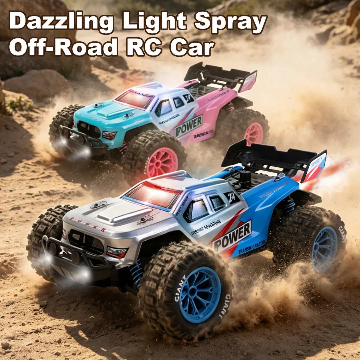 75KM/H 4WD High-Speed RC Car 1:16 Monster Off-road Truck Alloy Body With LED Lights All-Terrain Remote-Controlled Racing Car Toy