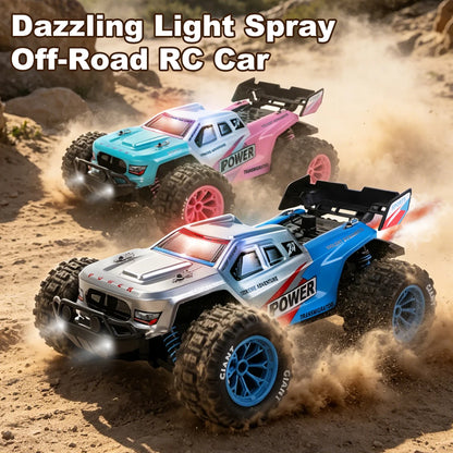 75KM/H 4WD High-Speed RC Car 1:16 Monster Off-road Truck Alloy Body With LED Lights All-Terrain Remote-Controlled Racing Car Toy