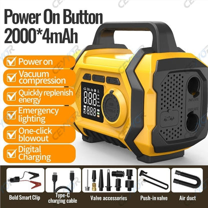 CEYYOR Emergency Power Supply for Car Jump Starter Portable Air Compressor Vacuum Cleaner High Capacity 20000mAh for Auto,Truck