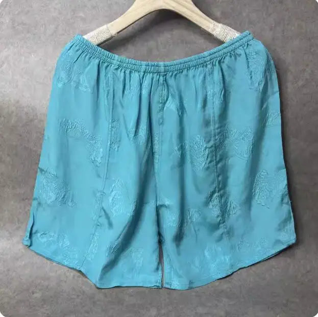 100% Mulberry Silk Men Boxer Underwear Couple Rubber Band Thin Short Home Pants Promotion Woman Can Wear