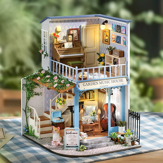 DIY 3D Puzzles Wooden Dollhouse Furniture Light Kit Doll House Casa Miniature Accessories Wooden Toys For Xmas Birthday Gift