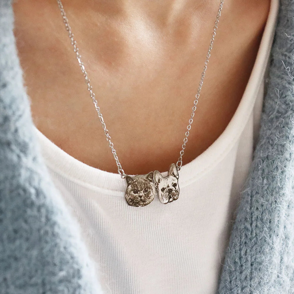 Personalized Portrait Pendant Necklace Custom Child/Couple/Pet Photo Chain Birthday Gift For Her Stainless Steel Jewelry