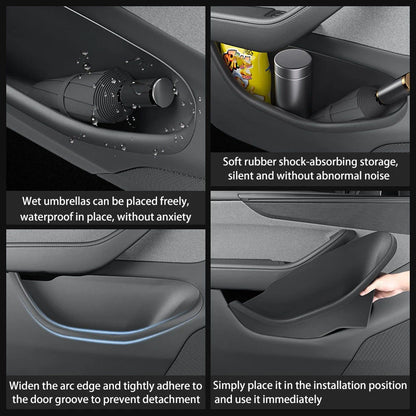 For Tesla Model YL Launch 2026 TPE Door Side Storage Box Front Rear Door Slot Organizer Tray Protector Model YL Door Storage Box