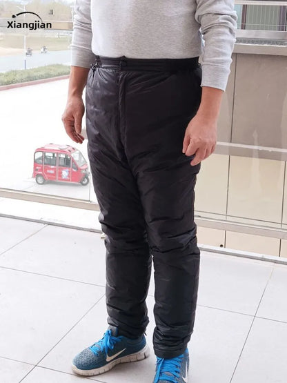 Men's down Pants Lightweight Loose Warm Duck down Inner Cotton Pants for Winter Business Casual Straight Leg Long Pants