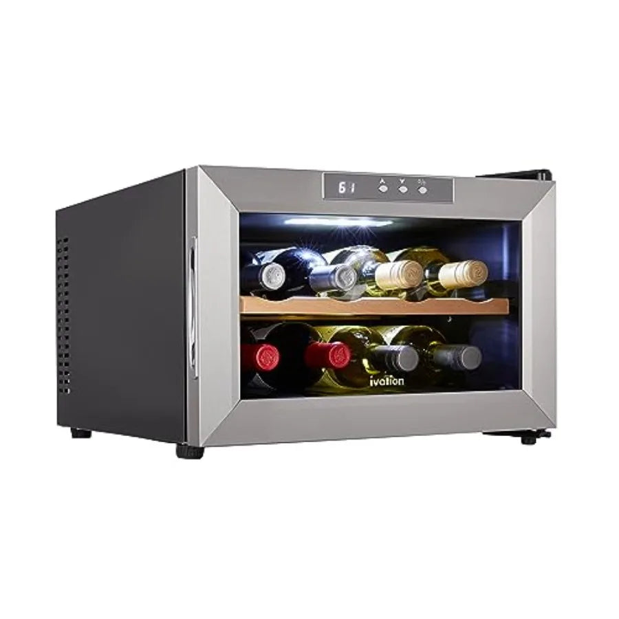 Counter Top Thermoelectric Wine Cooler for Red White Wine Red Finish, Digital Temperature Control, Quiet Freestanding Refrigera