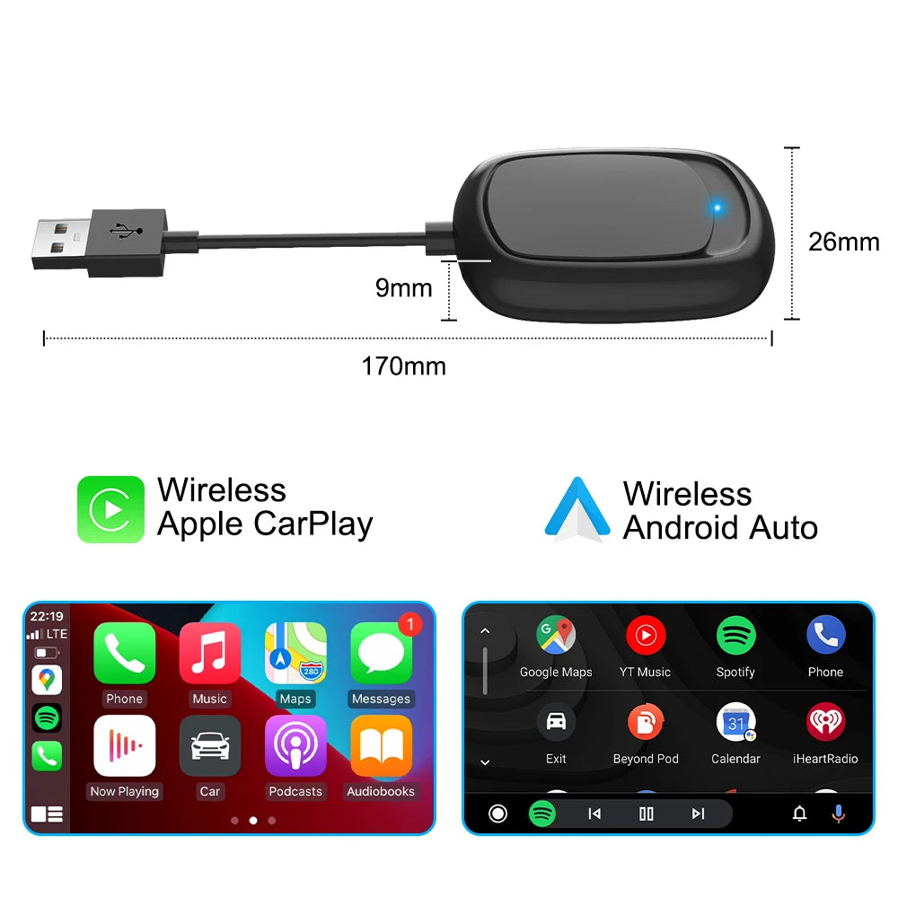 IHeylinkit New 2 In 1 Mini Wireless Carplay Android auto Wireless Adapter Smart connectivity for most vehicle models