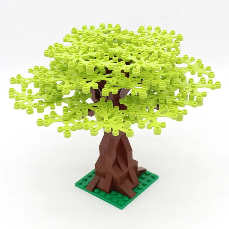 MOC Plant & Tree Parts: Green Grass, Pine Trees, Leaf Flowers & City Building Bricks Accessories - Assemble Blocks Kit