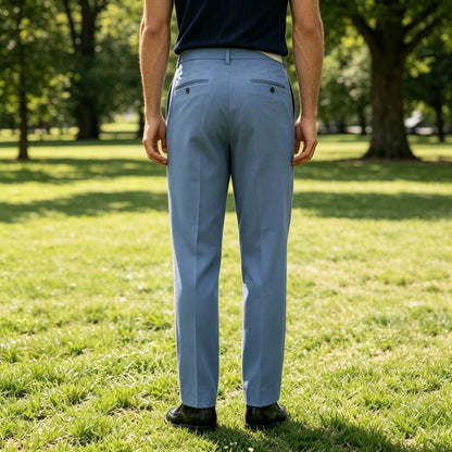Men High Waist Pleated Suit Pants Straight Wide Leg Loose Fit Trousers Breathable Lightweight Business Office Formal Wear