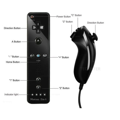 2 in 1 Wireless Bluetooth Remote Controller For Wii Wii U Controle Optional Motion Plus Gamepad Nunchuck Set With Silicone Case