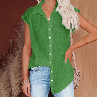 Cotton Linen Shirt Ladies Tops Tee Casual Thin Loose Woman T Shirt Summer Short Sleeve Solid T-Shirts Women Clothing Blusas