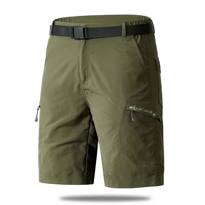 Men's Cargo Shorts Thin Loose Casual Workwear Man Summer Ice Silk Quick Dry Sporty Mid-Length Straight Leg Cotton Short Pants
