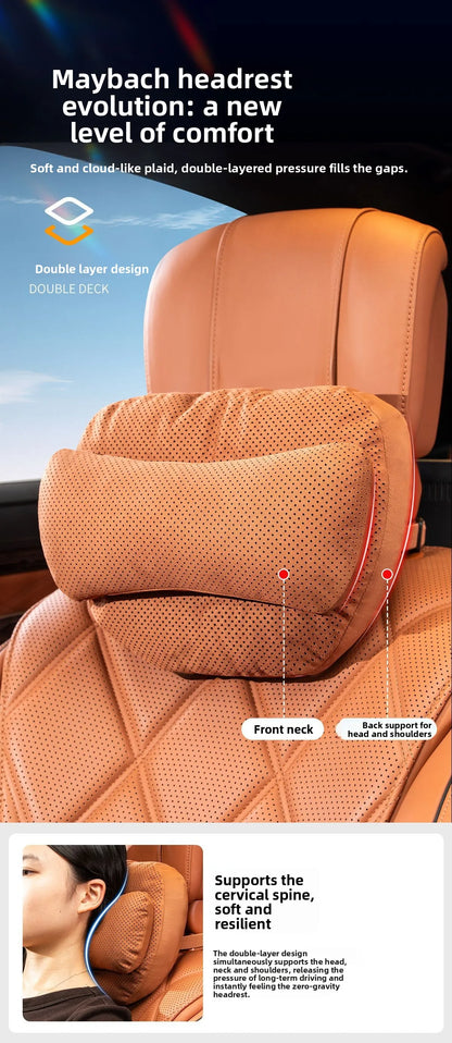 High Quality Universal SUV Car Headrest Cushion Car Seat Neck Pillow High-grade Leather Breathable Lumbar Support Car Pillow