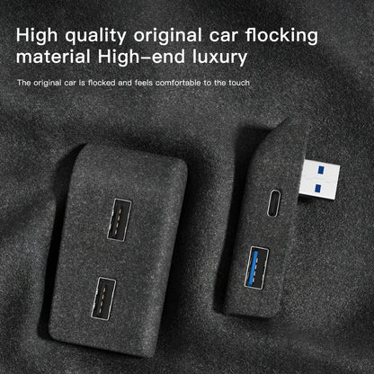 YZ Glove Box Docking Station For Tesla Model 3 Y Juniper Highland Quick Charger 4 USB Shunt Hub Flocking Adapter Powered Splitte