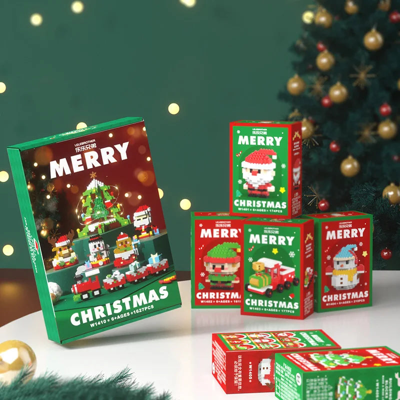 Christmas Building Block Santa Claus Snowman Elk Tree Micro Brick Puzzle Assembly Model Home Decoration Xmas Party Gift Kid Toy