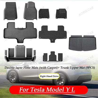 For Tesla New Model Y L Launch Premium / Performance 2026+ TPE Floor Mats Luggage Mat Wear-resistant Foot Pads ModelY Trunk Mats