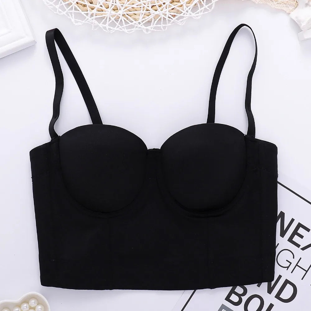 SXTHAENOO Summer 8 colors Fashion Mesh Push Up Bralet Women's Corset Simple Bustier Bra Night Club Party Sexy Cropped Top Vest