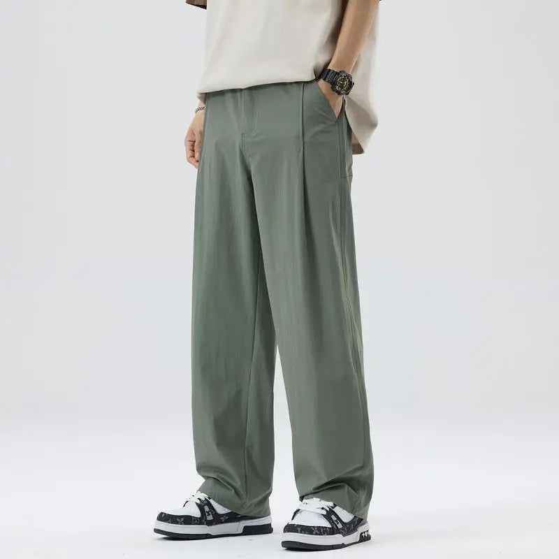 2026 Men's Suit Pants Spring and Summer Loose Wide-Leg Straight-Leg Trendy Trousers