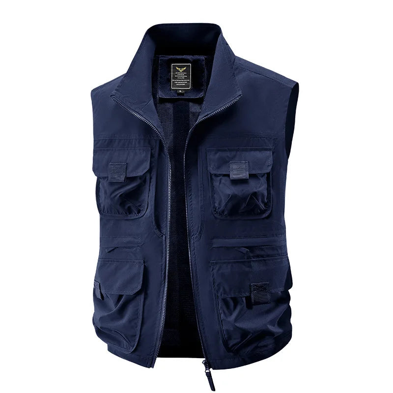 Outdoor Cycling Mountain Climbing Fishing Hiking Fashionable Tourism Camping Solid Color Versatile Casual Workwear, Loose Vest