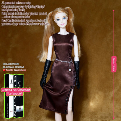 Multi-Poseable 12.6in 1/6 BJD - 12-Articulated, Realistic Makeup, Collector’s Gift, Desktop Display (No Clothing)