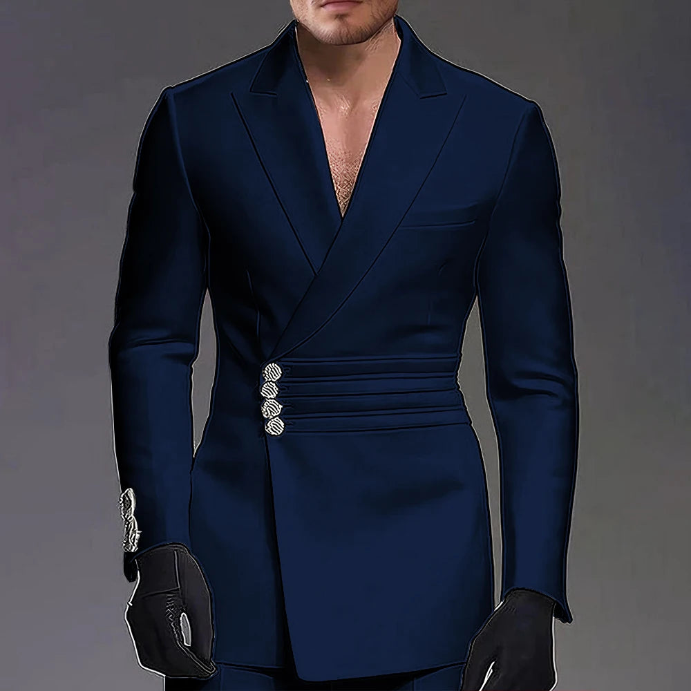 Wedding-ready Slim-fit Men Suit 2 Pieces(Jacket+Pants) Groom Suit Single-breasted Peak-lapel Formal Set for Elegance Custom