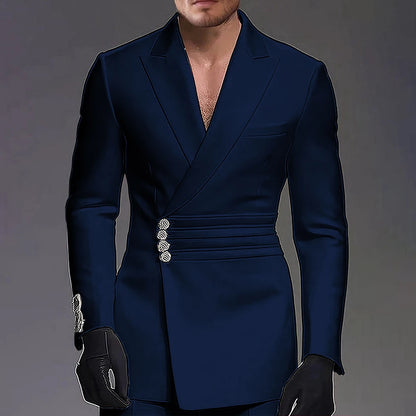Wedding-ready Slim-fit Men Suit 2 Pieces(Jacket+Pants) Groom Suit Single-breasted Peak-lapel Formal Set for Elegance Custom