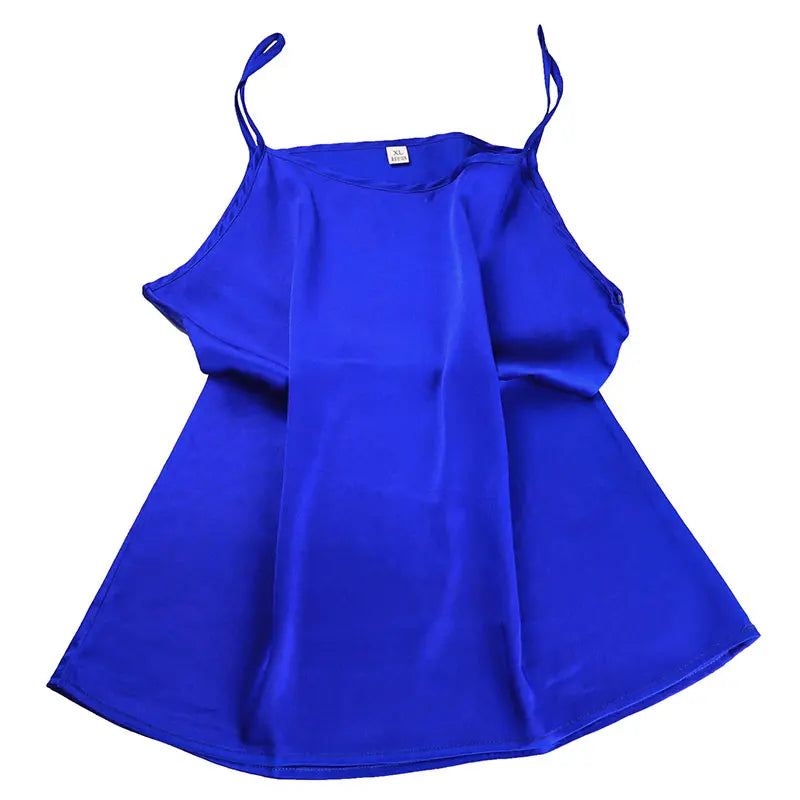 100% mulberry silk, silk, satin, breathable candy color, short backing, small suspender vest for women.