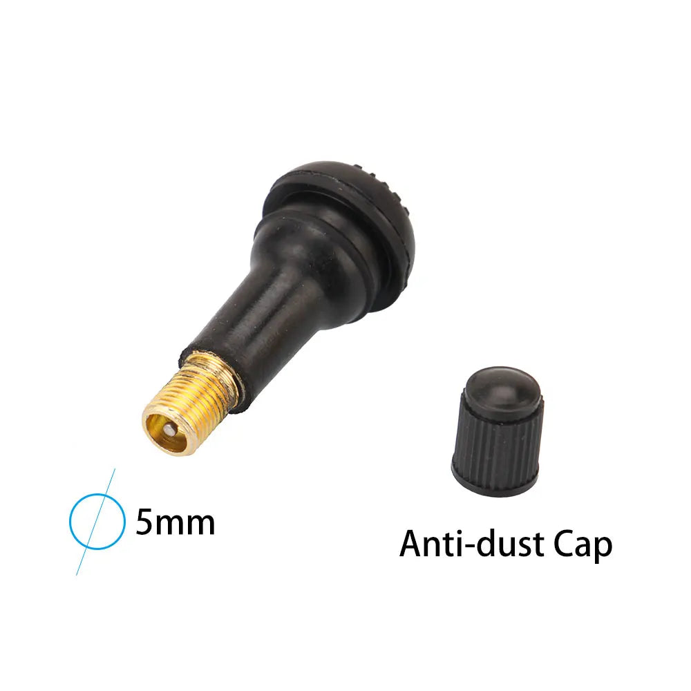TR412 TR413 TR414 PVR70 Snap-In Tire Valve Stems Short Black Rubber Wheel Replacement With Dust Cap