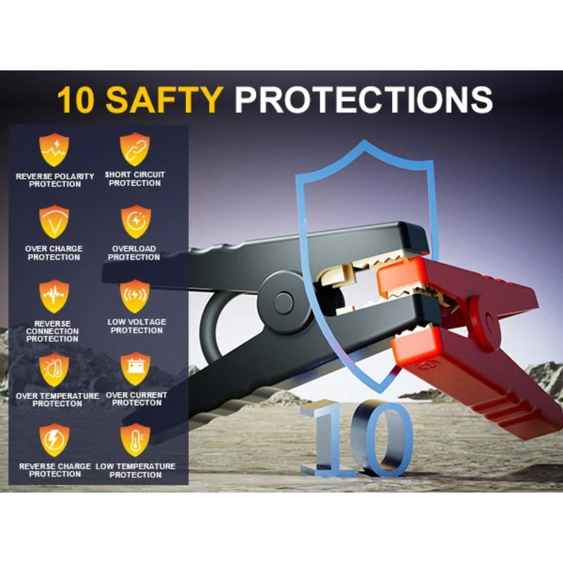 Jump Starter Power Supply Wireless Tire Air Pump Integrated Machine Electric Ignition Artifact Equipped with USB Port LED Light