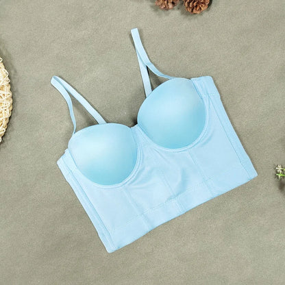 SXTHAENOO Summer 8 colors Fashion Mesh Push Up Bralet Women's Corset Simple Bustier Bra Night Club Party Sexy Cropped Top Vest