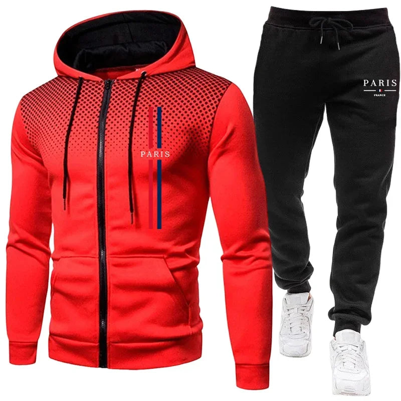 Men's Sports Set Zipper Hoodie + Pants 2piece Set Autumn Winter Daily Casual Training Jogging Suit Male Outdoor Fashion Outfits