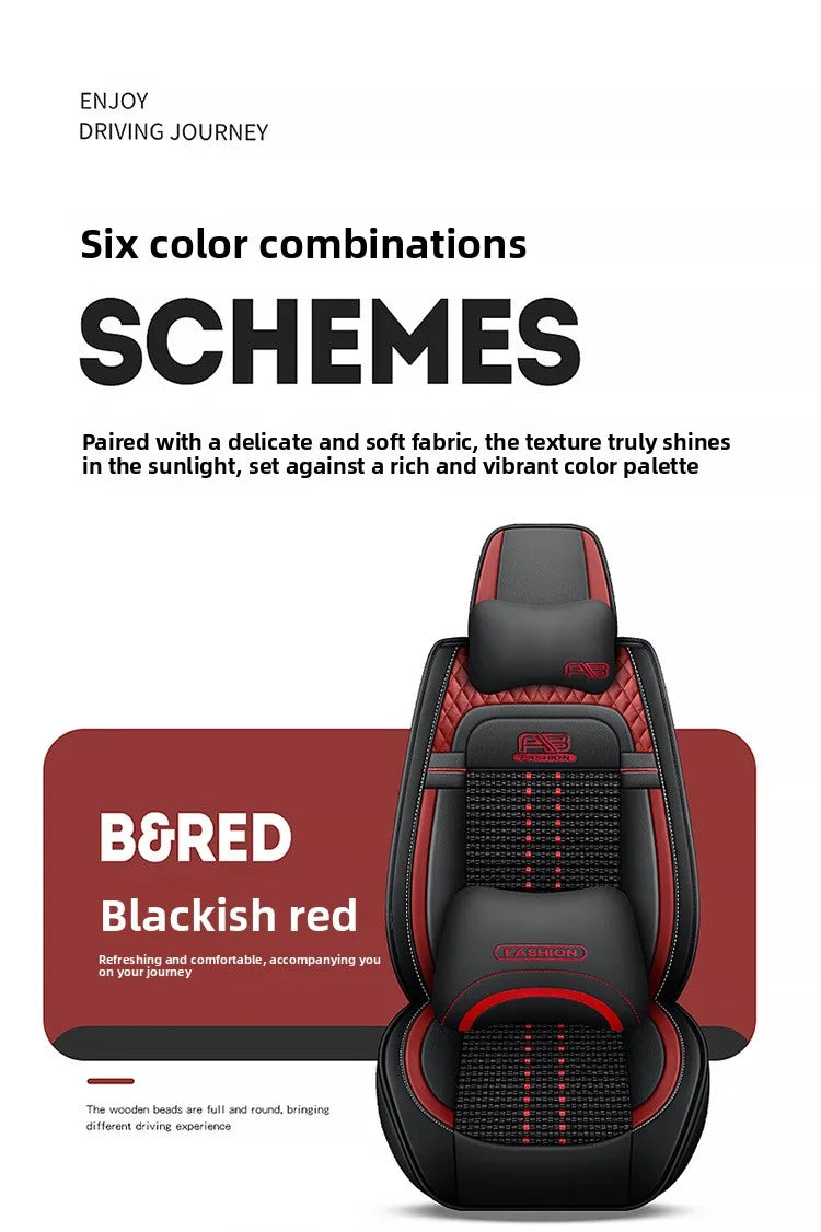 Universal Auto Split Seat Car Full Seat Cover Breathable Ice Silk Nappa Leather Car SUV Cushion Full Seats Cover Protection