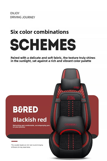 Universal Auto Split Seat Car Full Seat Cover Breathable Ice Silk Nappa Leather Car SUV Cushion Full Seats Cover Protection