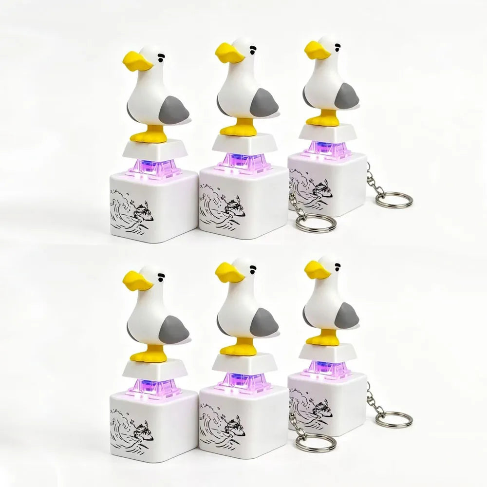 New Mine Bird Voice Keys Luminous Electronic Pendant Keyboard Decompression Sound Little Seagull Creative Keychain USB Model