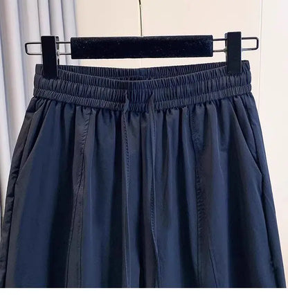 Casual Ice Silk Quick Dry Nine-Piece Flower Bud Pants Women Summer Thin Loose High Waist Draping Lantern Pants