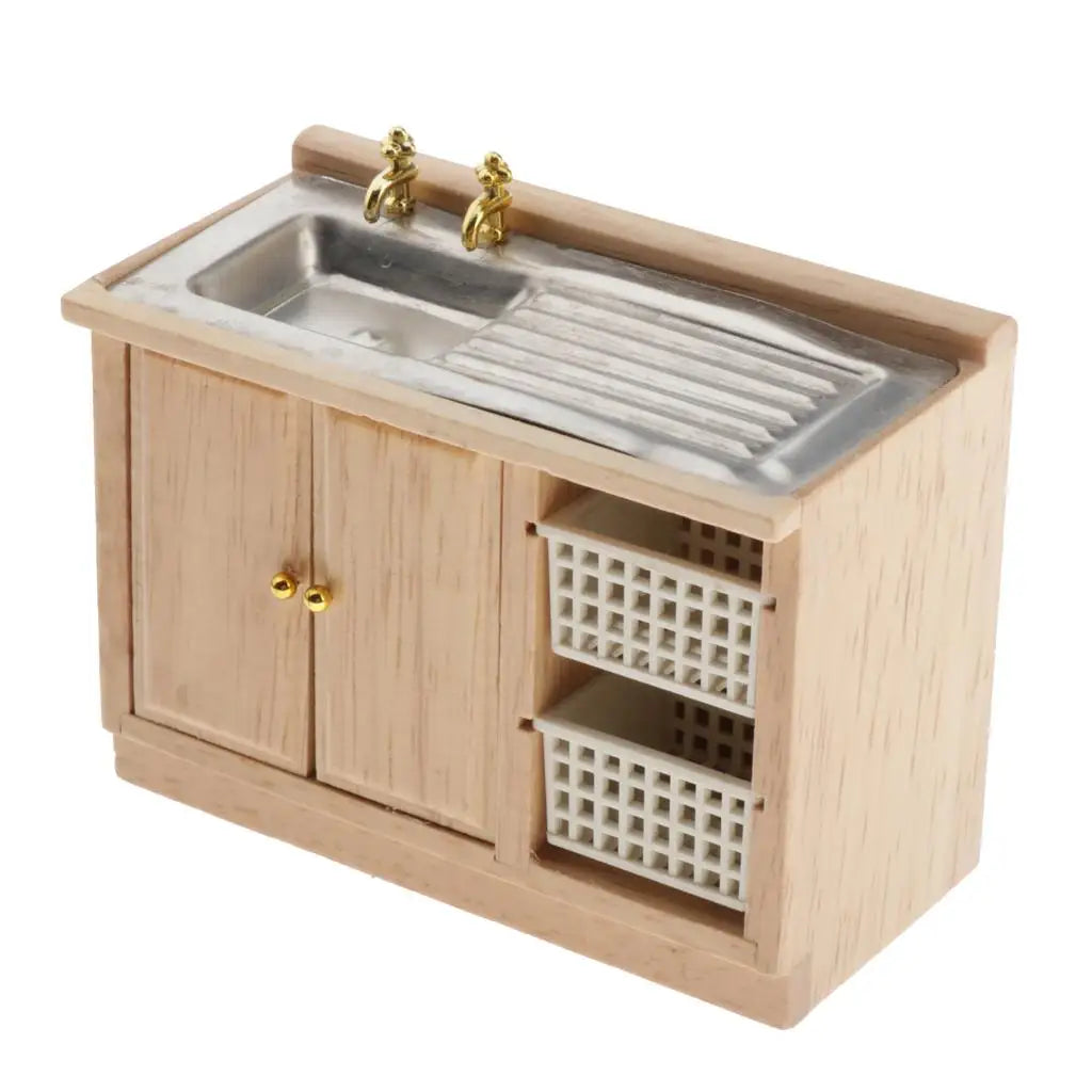 1:12 Dollhouse Mini Furniture Kitchen Cupboard Bathroom Wash Basin Cabinet Toys