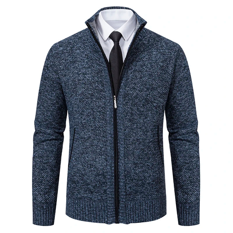 Product Name: Men's Knit Cardigan Sweater, Formal & Casual Outfit - Easy-Care Everyday Sweater Jacket, Winter Stand-Up Collar Fl