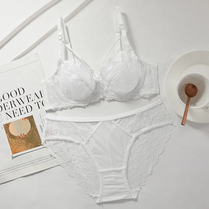 Novidades Conjunto Lingerie Renda Ultra Fina Mulher Sutiã Arco Macio Push Up Minimizador Busto Anti Flacidez Confortável 32-42