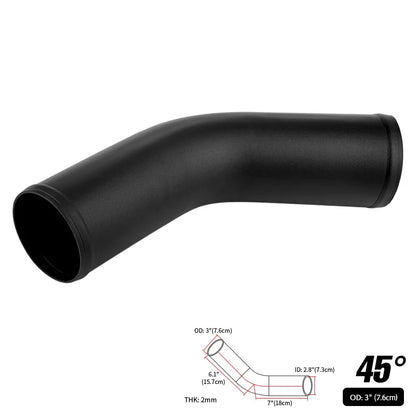 0/45/90 Degrees Type Aluminum Tube Universal 51 63 76mm 2 2.5 3inch Cold Air Intake Pipe Racing Car Turbo High Flow Silver Balck