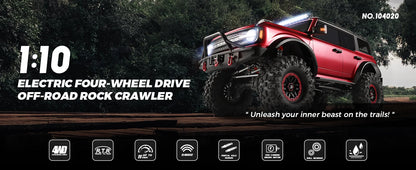 WLtoys 104020 1/10 Professional RC Car Off Road 4x4 2.4G 4WD Remote Control Climbing Cars 45mins Upgrade Version Adult Kids Toy