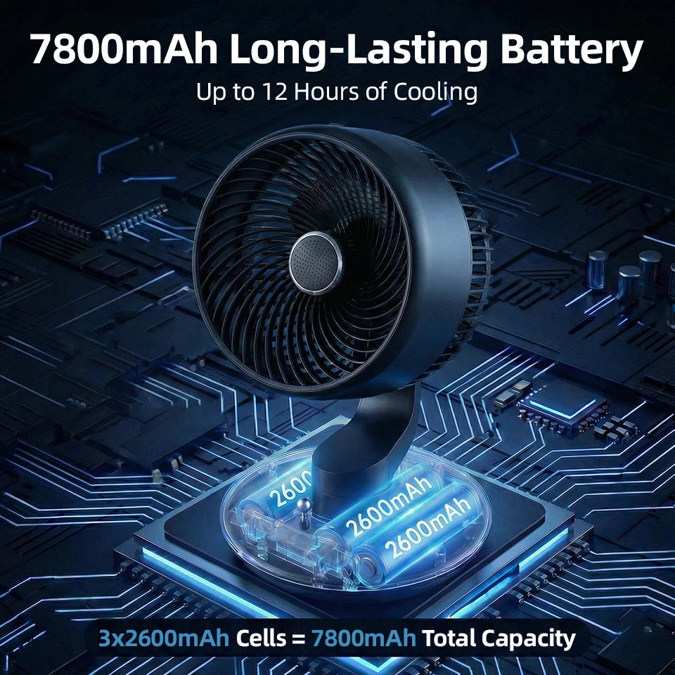 7800 MAh USB Suction Cup Fan Silent 120°Shaking Head Fan Household Circulating Fan Kitchen And Bathroom Non Perforated Hang Wall
