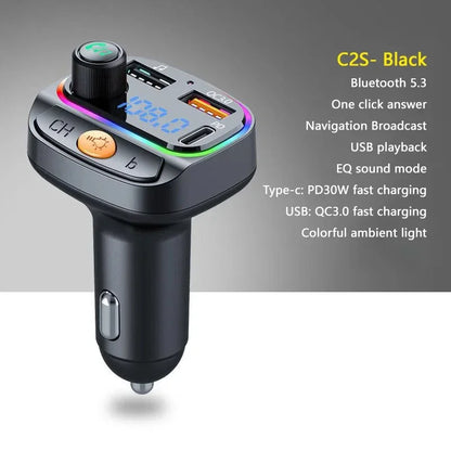 Best FM Transmitter Bluetooth 5.3 Hands-Free Car AUX Radio Modulator MP3 Player with Fast Charging Adapter Auto Accessories New