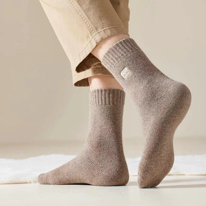 MiiOW Merino Wool Socks Cold Resistant Men Winter Thicken Heated Sock Cashmere Long Sock Snow Boots Retro Brown Warm Towel Socks