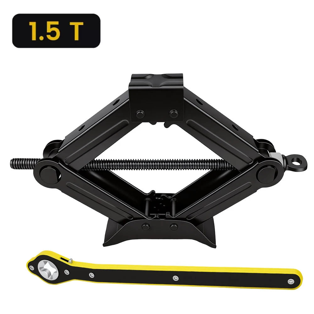Mechanical Manual Scissor Jacks With Stabilizer Base & Ratchet Wrench For Car/SUV Tire Replacement And Emergency Roadside Repair