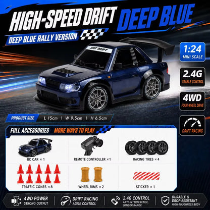 1/24 4WD RC Car 2.4G High Speed Drift Remote Control Car 20 Km/h With Led Light Radio Controlled GTR Racing Model Boy Toy Gift