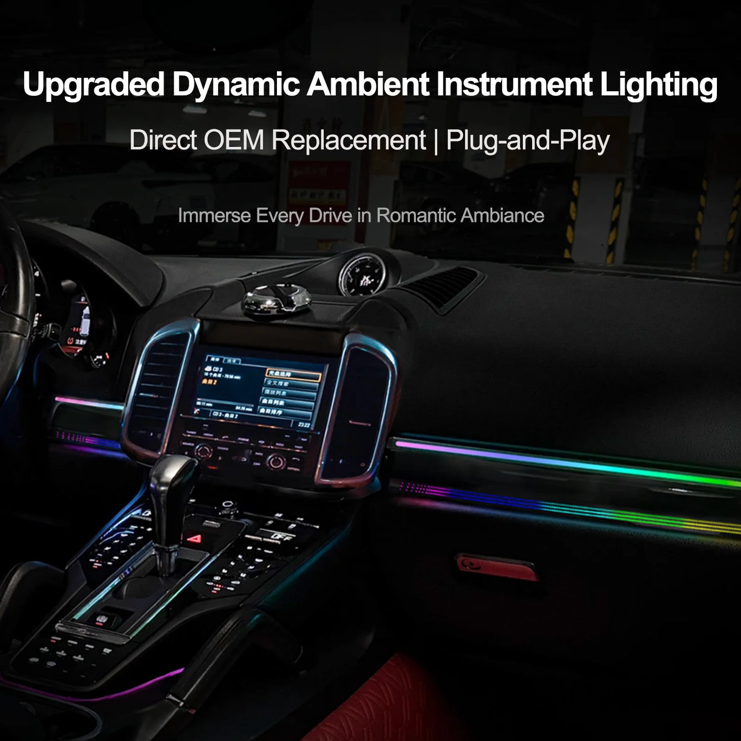 EZoneTronics Custom Ambient Lighting Kit for 2010–2017 Porsche Cayenne 1:1 OEM Mold,Supports App Control,Vehicle-Specific Fit