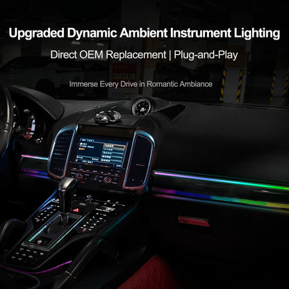 EZoneTronics Custom Ambient Lighting Kit for 2010–2017 Porsche Cayenne 1:1 OEM Mold,Supports App Control,Vehicle-Specific Fit