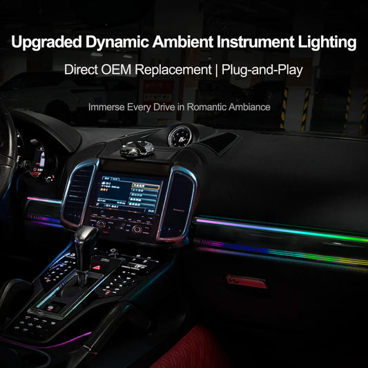 EZoneTronics Custom Ambient Lighting Kit for 2010–2017 Porsche Cayenne 1:1 OEM Mold,Supports App Control,Vehicle-Specific Fit